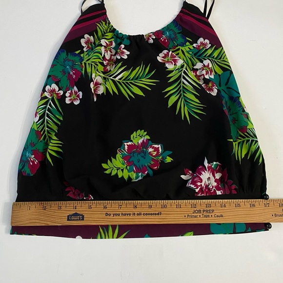 OLD NAVY Women's XS Halter Top Tropical Print Floral Backless V Neck - Picture 2 of 11